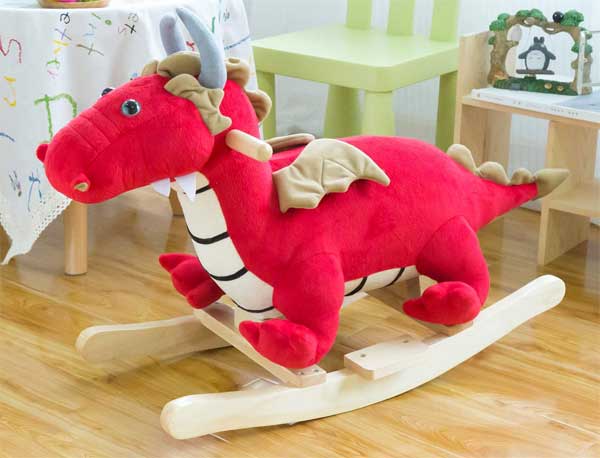 wooden dinosaur rocking horse